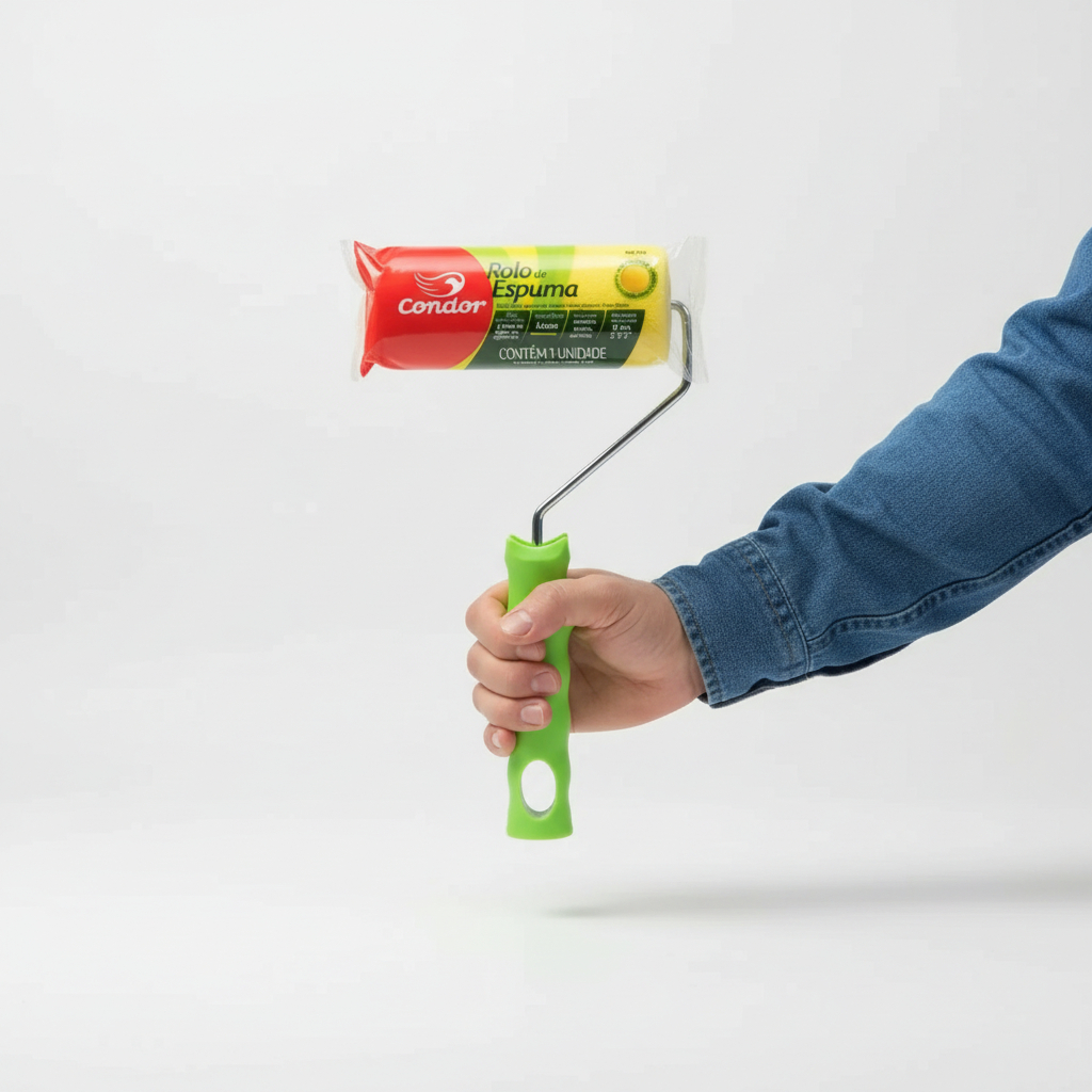 Rodillo Espuma Amarilla 9cm C/mango - 976 - Condor - Imagen 2